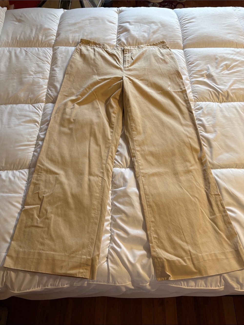 Ralph Lauren Wide Leg Cotton Twill Pants in Khaki